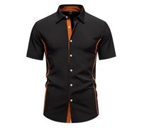 Camisa Hawaiana Hombre, Camisas Hombre Casual,Informal de con diseño de Bloques de Color para Uso Diario en Temporada Primavera Verano