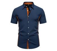 Camisa Hawaiana Hombre, Camisas Hombre Casual,Informal de con diseño de Bloques de Color para Uso Diario en Temporada Primavera Verano