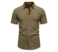 Camisa Hawaiana Hombre, Camisas Hombre Casual,Informal de con diseño de Bloques de Color para Uso Diario en Temporada Primavera Verano