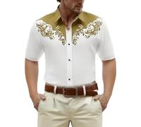 Camisa Hawaiana Hombre, Camisas Hombre Casual,Vaquera Informal de Manga Corta con Estampado Occidental para Viajes y Uso Diario cómoda
