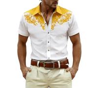 Camisa Hawaiana Hombre, Camisas Hombre Casual,Vaquera Informal de Manga Corta con Estampado Occidental para Viajes y Uso Diario cómoda
