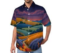 Camisa Hawaiana Hombre, Camisas Manga Corta Funky Estampadas Senderos De Campos, Verano Casual Camisa Playa Vacaciones Paisajes De Cuentos De Hadas Camisas Aloha Shirt