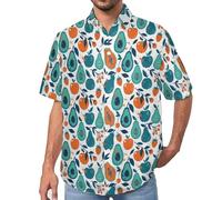 Camisa Hawaiana Hombre Estampada Funky, Estilo Informal Aguacate Simple Y Lindo, con Botones, Camisas Manga Corta Camisetas de Playa Informal de Verano