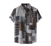 Camisa Hawaiana Hombre Manga Corta Estampada Funky Camisas Algodón Cuello en V Botón Informal Abajo Playa Camisa Primavera Verano Vacaciones Impreso Ajuste Regular 2022