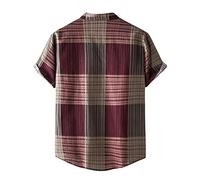 Camisa Hawaiana Hombre Manga Corta Estampada Funky Camisas Algodón Cuello en V Botón Informal Abajo Playa Camisa Primavera Verano Vacaciones Impreso Ajuste Regular 2022