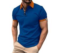 Camisa Hawaiana Hombre -Manga Larga con botons hacia Arriba Solapa hacia Abajo portiva Corta Color sólido (BLU M)