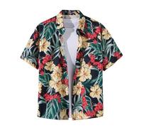 Camisa Hawaiana Hombre,Mis Pedidos Camisas Hawaiana de Manga Corta con Impresiones de Plantas Coloridas para Hombres Camisa Casual Vintage de Verano Tropical para Playa Camisas Hombre Manga Corta