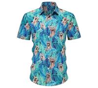 Camisa Hawaiana Hombre Verano, Camisa Hombre EláStica, Camisas para Informales Ajustadas Estampadas Verano para Uso Diario CóModas Tela Transpirable Elegantes Camisas-Hombre Camisa-Vaquera-Hombre