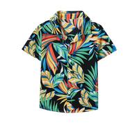 Camisa hawaiana informal de manga corta con botones y solapa para niños, vacaciones, playa, luau, vestido tropical, para niñas, disfraz turístico de flores, moderno, gráfico, lindo, verano, colorido