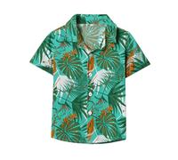 Camisa hawaiana informal de manga corta con botones y solapa para niños, vacaciones, playa, luau, vestido tropical, para niñas, disfraz turístico de flores, moderno, gráfico, lindo, verano, colorido