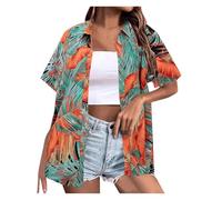 Camisa Hawaiana Mujer Camisas De Verano Casual Tallas Grandes Manga Corta con Botones Camisas con Estampado Flores Tropical Blusa Camisa Festival De Playa Vacaciones