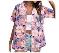 Camisa Hawaiana Mujer Camisas De Verano Casual Tallas Grandes Manga Corta con Botones Camisas con Estampado Flores Tropical Blusa Camisa Festival De Playa Vacaciones