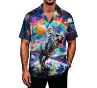 Camisa hawaiana para hombre, camisa hawaiana, manga corta, camisas | Gatos Dinosaurios Botones Estampados, Solapa Oversized Casual Camisas Exteriores, Animales Verano Vacaciones Playa, Elegante