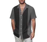 Camisa hawaiana para hombre, de verano, guayabera cubana, camisetas de algodón y lino, camisas de manga corta, camisetas tropicales, gris, 4XL