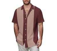 Camisa hawaiana para hombre, de verano, guayabera cubana, camisetas de algodón y lino, camisas de manga corta, camisetas tropicales, rosso, XL