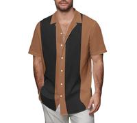 Camisa hawaiana para hombre, de verano, guayabera cubana, camisetas de algodón y lino, camisas de manga corta, camisetas tropicales, Negro, 4XL