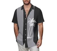 Camisa hawaiana para hombre, de verano, guayabera cubana, camisetas de algodón y lino, camisas de manga corta, camisetas tropicales, Z01-negro, XXL