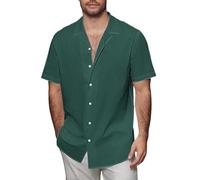 Camisa hawaiana para hombre, de verano, guayabera cubana, camisetas de algodón y lino, camisas de manga corta, camisetas tropicales, Z02-verde, XXL