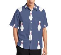 Camisa hawaiana para hombre, diseño de bolos, para verano, playa, manga corta, informal, con botones y bolsillo, Patrón de bolas de bolos, XXL
