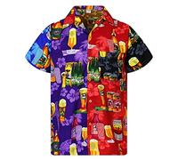 Camisa hawaiana para hombre, diseño de crucero en la playa, estilo caribeño, tropical, divertida, de verano, manga corta, con botones, palmera hawaiana, casual, floral, fiesta de México, camisa de