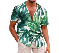 Camisa hawaiana para hombre ligera con botones, manga corta, verano, delgada, camisa de playa de Hawaii, camisa de playa, vacacional, floral, clásica, camisa de impresión, casual, ajuste regular