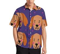 Camisa hawaiana para hombre, lindo perro Golden Retriever, verano, playa, manga corta, casual, con botones, con bolsillo, Bonito perro Golden Retriever, XXL