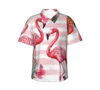 Camisa hawaiana para hombre, manga corta con botones, informal, para fiestas temáticas, vacaciones, verano, playa, Flamenco rosa 18, XXL