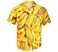 Camisa hawaiana para hombre, plátano, camisa de manga corta, camisas de frutas divertidas, ligera, camisa de playa, conjunto de los años 80, top de verano con botones, camisa hawaiana, transpirable