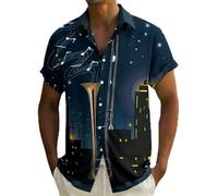 Camisa hawaiana para hombre, playa, informal, manga corta, camisa hawaiana, holgada, para verano, esenciales, informales, de verano, camisas de playa, retro, estilo rockabilly, camisas de música, O