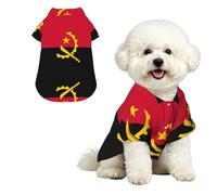 Camisa Hawaiana para Mascotas con la Bandera de Angola - Blusa Abotonada de Suave Piel de melocotón, Estilo Playero Informal, Talla Grande.