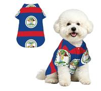 Camisa Hawaiana para Mascotas con la Bandera de Belice - Blusa Abotonada de Suave Piel de melocotón, Estilo Playero Informal, Talla pequeña.