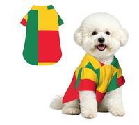 Camisa Hawaiana para Mascotas con la Bandera de Benín - Blusa Abotonada de Suave Piel de melocotón, Estilo Playero Informal, Talla pequeña.