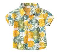 Camisa hawaiana para niños, talla 98, unisex, estampada, informal, holgada, camiseta de ocio, camiseta moderna para niños, camiseta deportiva moderna, transpirable, camiseta básica para excursiones