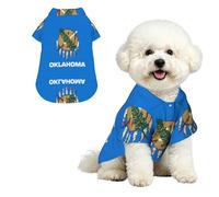 Camisa hawaiana para perros pequeños con la bandera del estado de Oklahoma, para cachorros, ropa suave y transpirable para gatos con botones