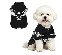 Camisa hawaiana para perros pequeños, diseño de águila blanca y negra, lindo traje de playa de verano para cachorro, ropa de gato suave y transpirable con botones