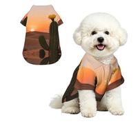 Camisa hawaiana para perros pequeños, diseño de cactus del desierto con flores de cactus y flores, lindo traje de verano para cachorros, ropa de gato suave y transpirable con botones