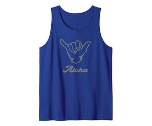 Camisa Hawaiana Shaka con Texto en inglés Aloha para Surf y Playa Camiseta sin Mangas, Hombre, Azul Real, XL