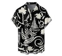 Camisa hawaiana tropical de manga corta para hombre, ajuste holgado clásico con botones, estilo casual de vacaciones, perfecta para escapadas a la playa, viajes de verano y vacaciones