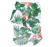Camisa Hawaiana YYALYYON para Perros pequeños y medianos, Tela de algodón Transpirable, diseño de Botones a presión, Estampado de Isla Garza, Ropa para Mascotas Estilo Vacaciones (Metro)