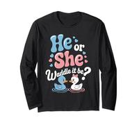Camisa He Or She Waddle It Be, lindo pato, revelación de género Manga Larga