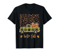 Camisa Hello Fall Divertida para Halloween, diseño de Calabaza y búfalo a Cuadros Camiseta
