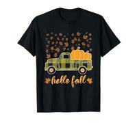 Camisa Hello Fall Divertida para Halloween, diseño de Calabaza y búfalo a Cuadros Camiseta