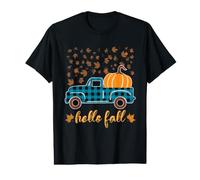 Camisa Hello Fall Divertida para Halloween, diseño de Calabaza y búfalo a Cuadros Camiseta gráfica económica