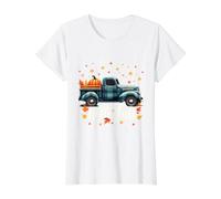 Camisa Hello Fall Divertida para Halloween, diseño de Calabaza y búfalo a Cuadros Camiseta gráfica económica, Mujer, Blanco, S