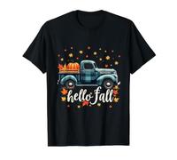 Camisa Hello Fall Divertida para Halloween, diseño de Calabaza y búfalo a Cuadros Camiseta gráfica económica, Hombre, Negro, M