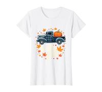 Camisa Hello Fall Divertida para Halloween, diseño de Calabaza y búfalo a Cuadros Camiseta gráfica económica, Mujer, Blanco, XS