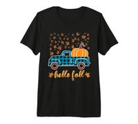 Camisa Hello Fall Divertida para Halloween, diseño de Calabaza y búfalo a Cuadros Camiseta Premium