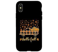 Camisa Hello Fall Divertida para Halloween, diseño de Calabaza y búfalo a Cuadros Carcasa para iPhone X/XS