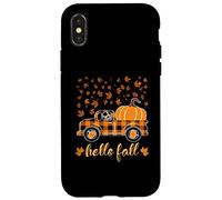 Camisa Hello Fall Divertida para Halloween, diseño de Calabaza y búfalo a Cuadros Carcasa para iPhone X/XS