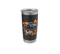 Camisa Hello Fall divertida para Halloween, diseño de calabaza y búfalo a cuadros Vaso térmico de acero inoxidable de doble pared